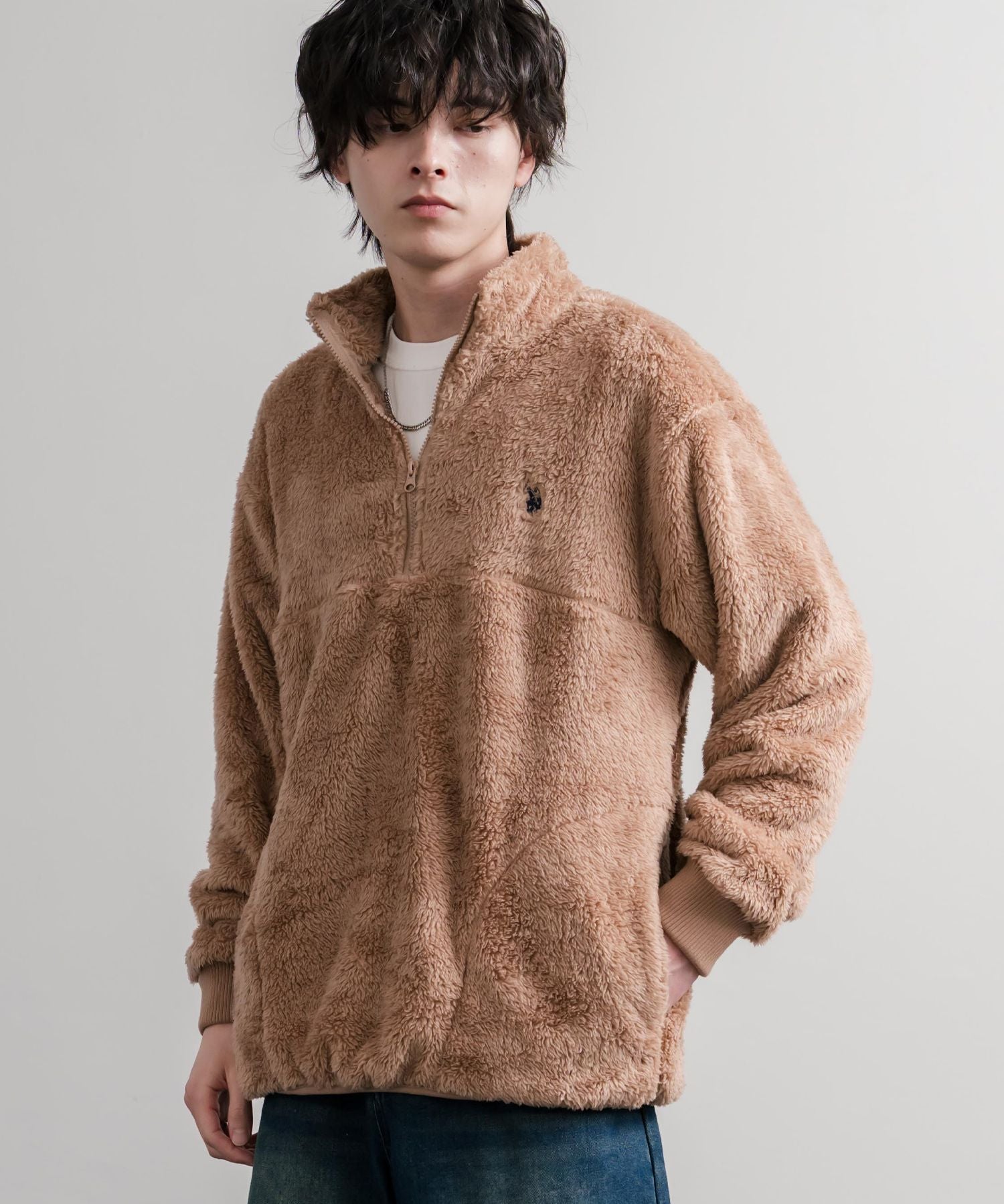 U.S. POLO ASSN. ユーエスポロアッスン ハーフジップダブルフェイスボアフリースプルオーバー/スタンドネックボアトレーナー  16582