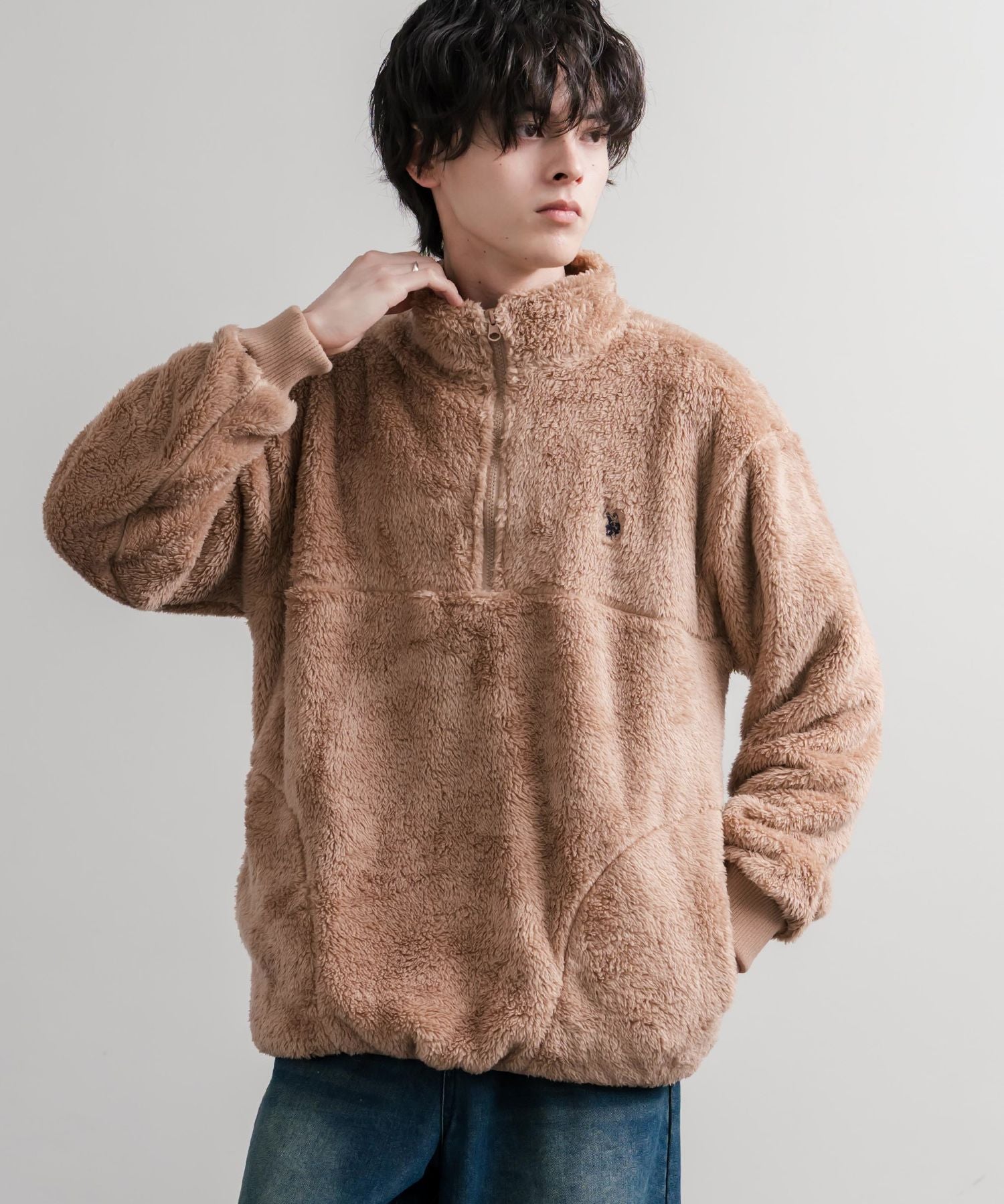 U.S. POLO ASSN. ユーエスポロアッスン ハーフジップダブルフェイスボアフリースプルオーバー/スタンドネックボアトレーナー  16582