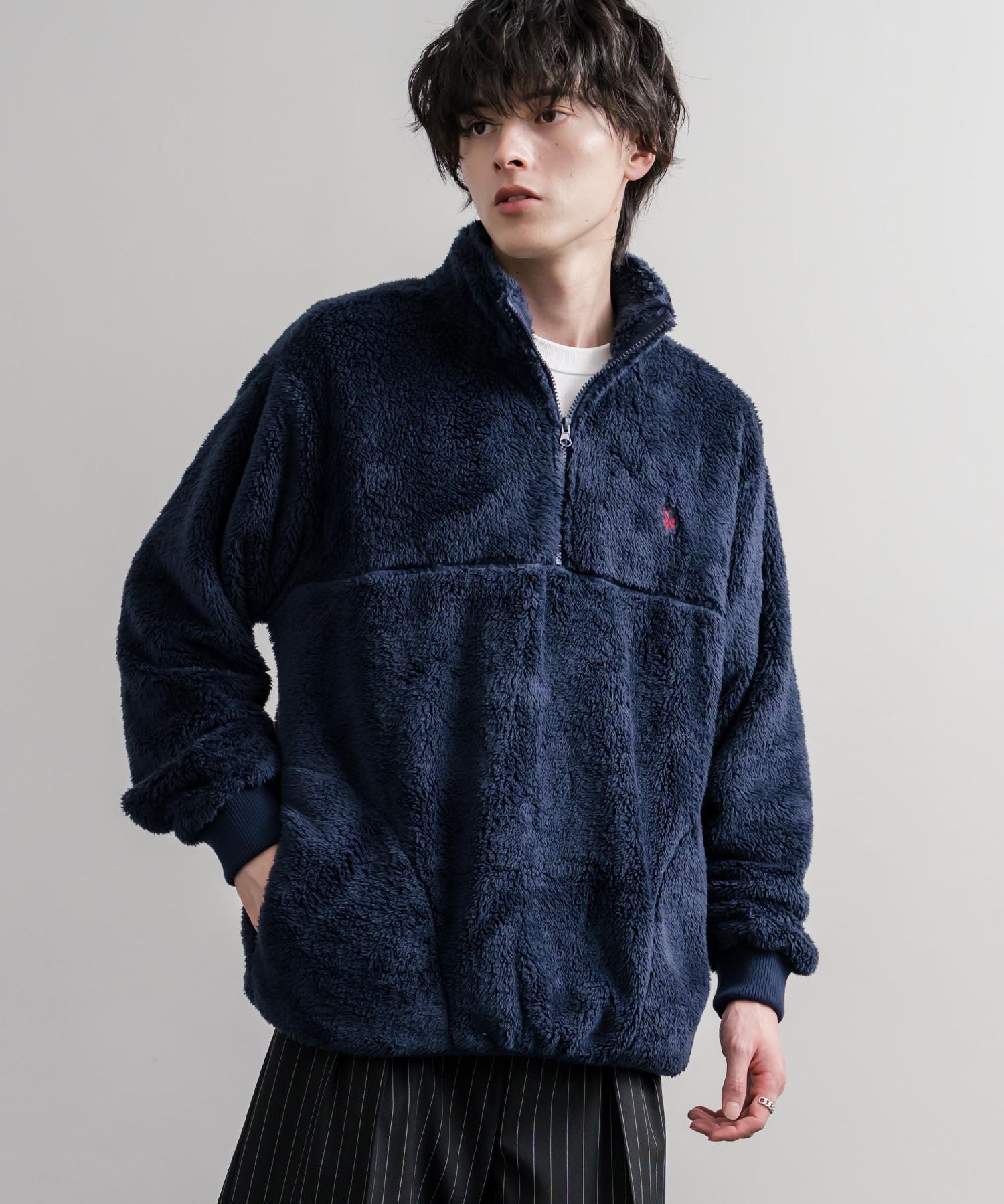 U.S. POLO ASSN. ユーエスポロアッスン ハーフジップダブルフェイスボアフリースプルオーバー/スタンドネックボアトレーナー  16582