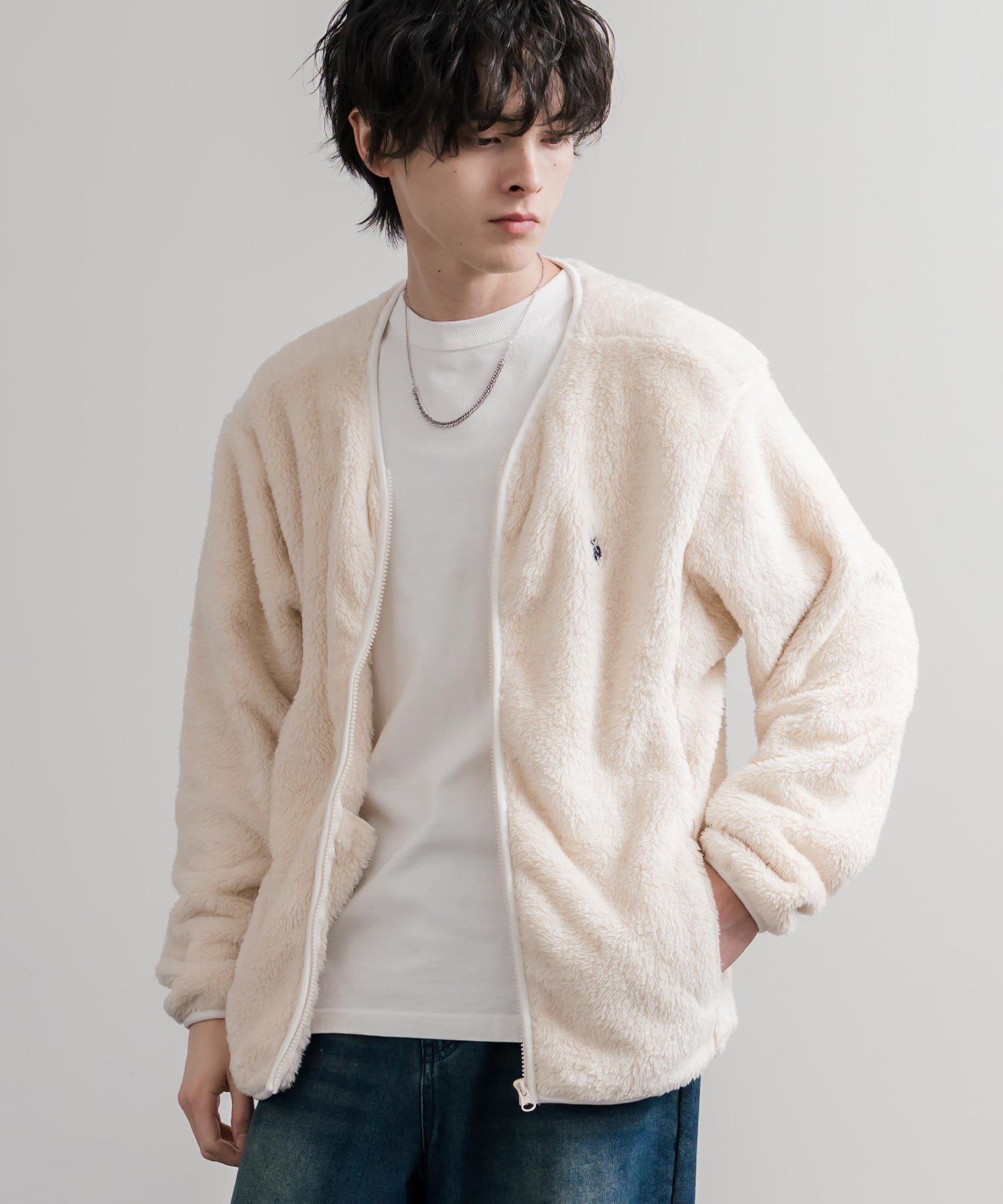 U.S. POLO ASSN. ユーエスポロアッスン ダブルフェイスボアフリースノーカラージップカーディガン/フルジップロゴ刺繍ボアジャケット 16583
