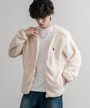U.S. POLO ASSN. ユーエスポロアッスン ダブルフェイスボアフリースノーカラージップカーディガン/フルジップロゴ刺繍ボアジャケット 16583