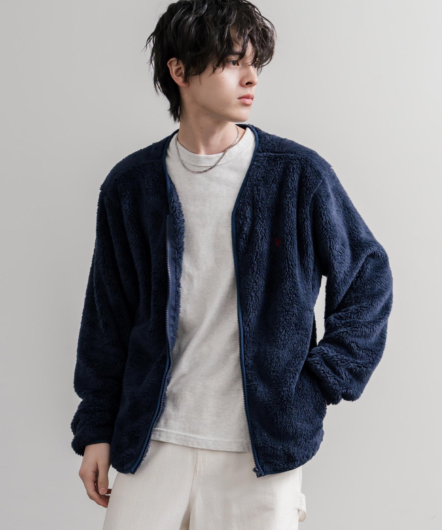 U.S. POLO ASSN. ユーエスポロアッスン ダブルフェイスボアフリースノーカラージップカーディガン/フルジップロゴ刺繍ボアジャケット 16583