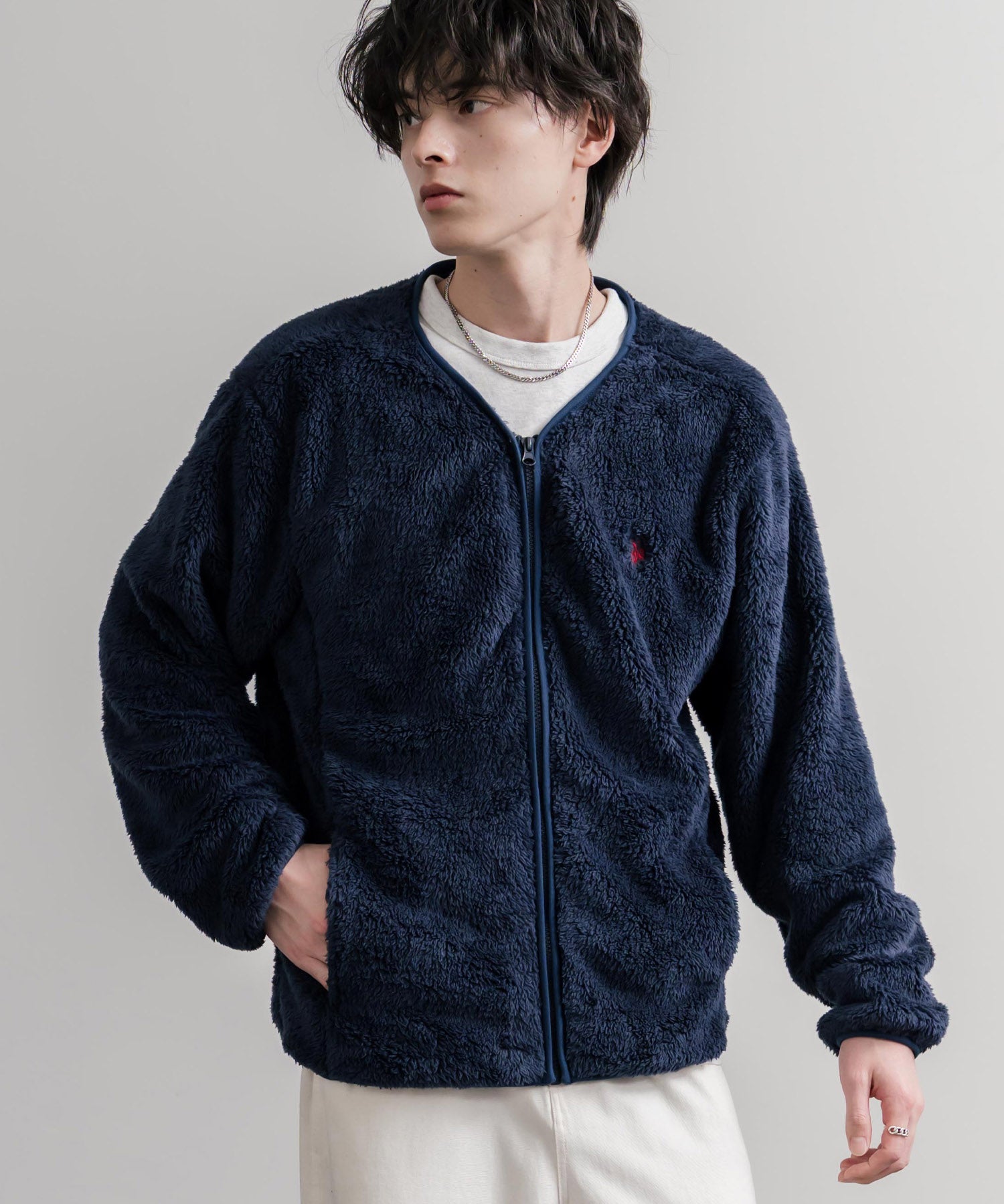 U.S. POLO ASSN. ユーエスポロアッスン ダブルフェイスボアフリースノーカラージップカーディガン/フルジップロゴ刺繍ボアジャケット 16583