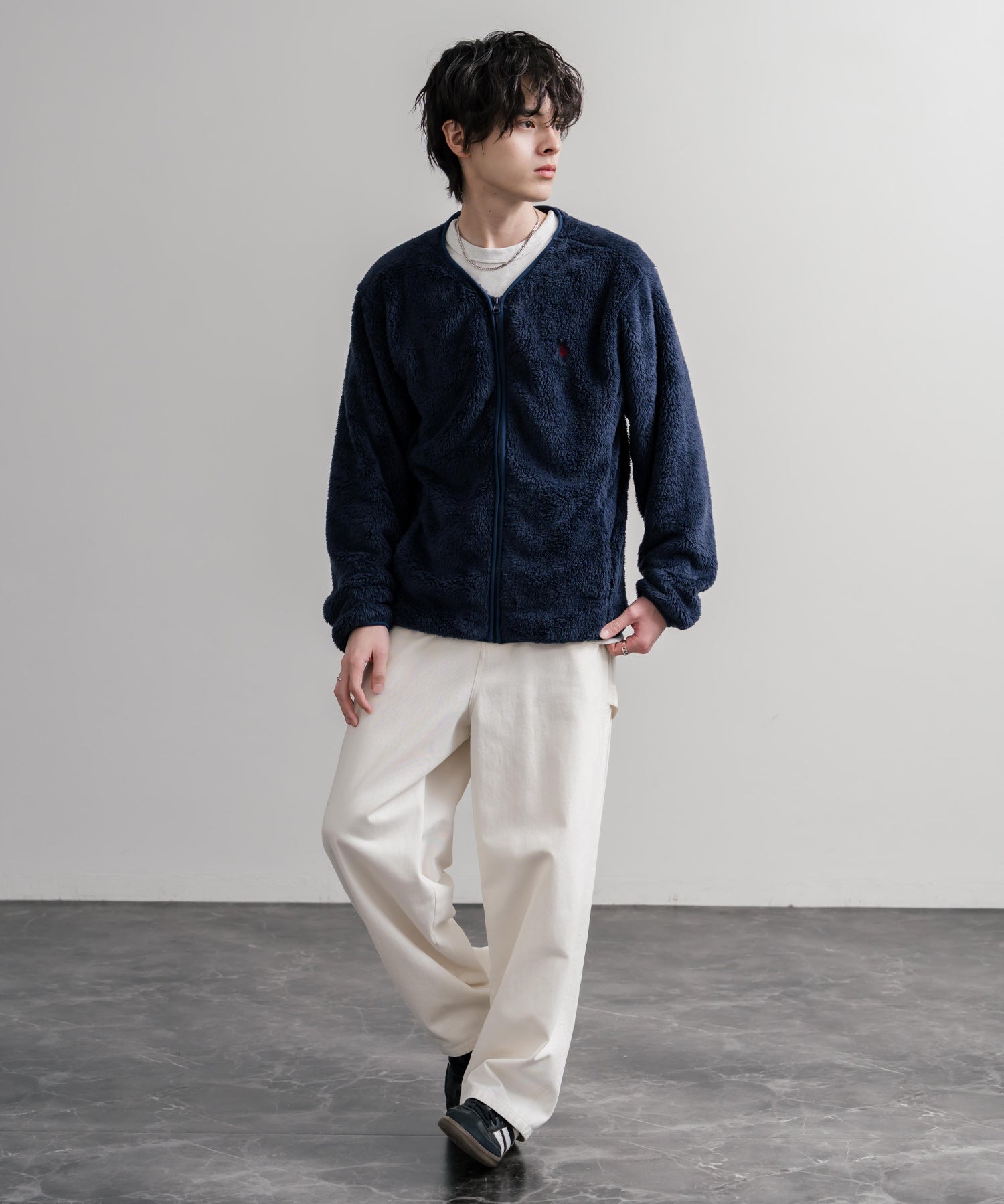 U.S. POLO ASSN. ユーエスポロアッスン ダブルフェイスボアフリースノーカラージップカーディガン/フルジップロゴ刺繍ボアジャケット 16583