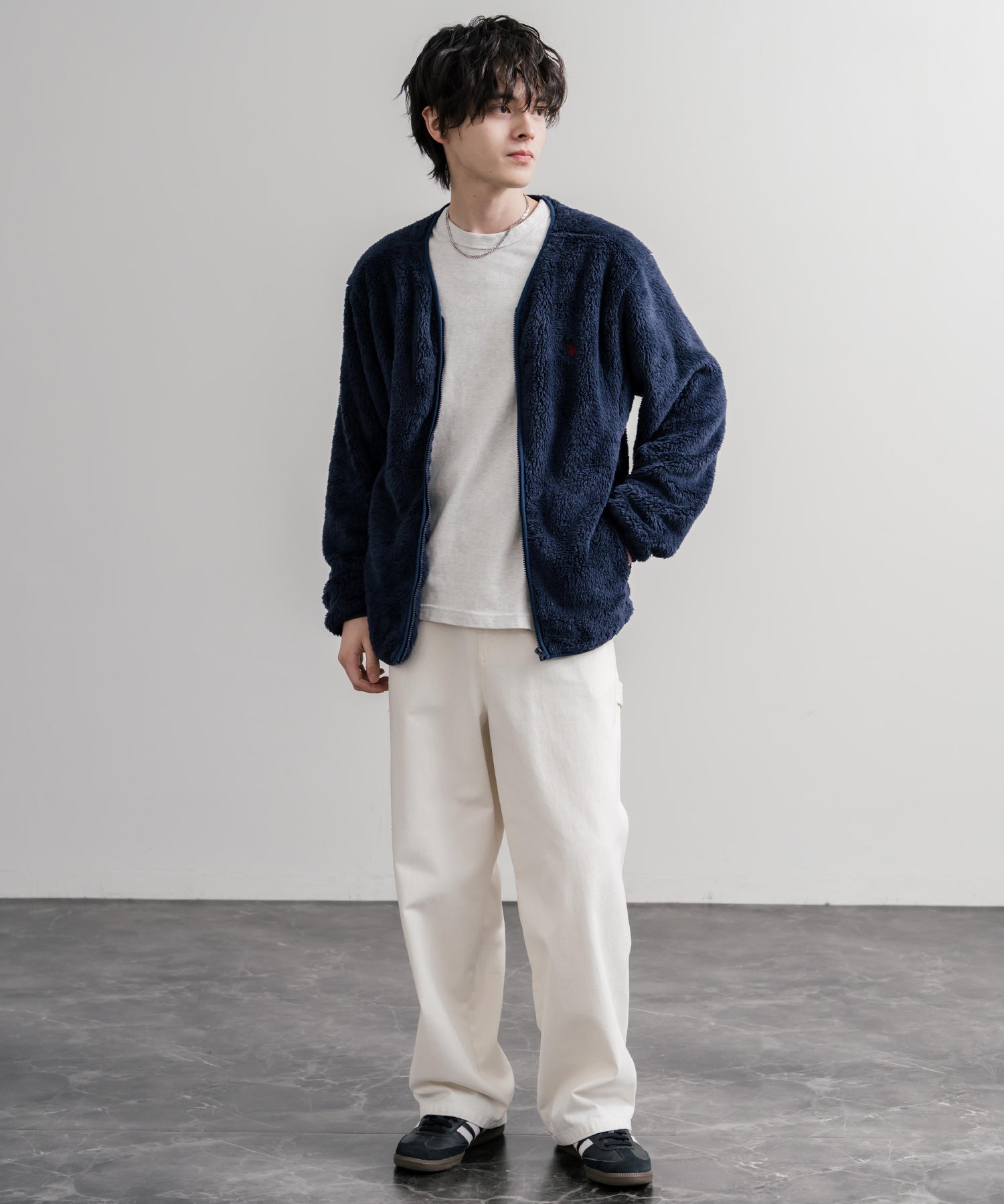 U.S. POLO ASSN. ユーエスポロアッスン ダブルフェイスボアフリースノーカラージップカーディガン/フルジップロゴ刺繍ボアジャケット 16583