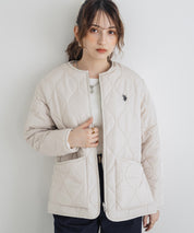 U.S. POLO ASSN. ユーエスポロアッスン W's 2WAYリバーシブルワンポイントロゴ刺繍中綿ノーカラーキルトジャケット/ボアジャケット 16585