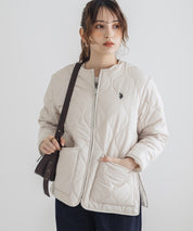 U.S. POLO ASSN. ユーエスポロアッスン W's 2WAYリバーシブルワンポイントロゴ刺繍中綿ノーカラーキルトジャケット/ボアジャケット 16585
