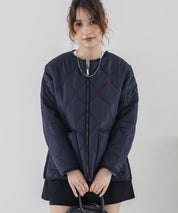 U.S. POLO ASSN. ユーエスポロアッスン W's 2WAYリバーシブルワンポイントロゴ刺繍中綿ノーカラーキルトジャケット/ボアジャケット 16585