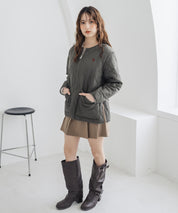 U.S. POLO ASSN. ユーエスポロアッスン W's 2WAYリバーシブルワンポイントロゴ刺繍中綿ノーカラーキルトジャケット/ボアジャケット 16585