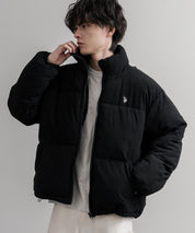 U.S. POLO ASSN. ユーエスポロアッスン オーバーサイズコーデュロイパファージャケット/ショート丈スタンドネックブルゾン/ロゴ刺繍中綿ジャケット 16593