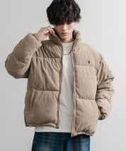 U.S. POLO ASSN. ユーエスポロアッスン オーバーサイズコーデュロイパファージャケット/ショート丈スタンドネックブルゾン/ロゴ刺繍中綿ジャケット 16593
