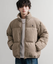 U.S. POLO ASSN. ユーエスポロアッスン オーバーサイズコーデュロイパファージャケット/ショート丈スタンドネックブルゾン/ロゴ刺繍中綿ジャケット 16593