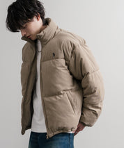 U.S. POLO ASSN. ユーエスポロアッスン オーバーサイズコーデュロイパファージャケット/ショート丈スタンドネックブルゾン/ロゴ刺繍中綿ジャケット 16593