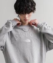 日本未展開モデル THE NORTH FACE ザ・ノースフェイス WHITE LABEL ホワイトレーベル EXPLORE SWEATSHIRTS アップリケ刺繍裏毛長袖スウェット/アーチロゴトレーナー 16595