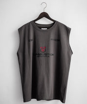 オーバーサイズ ピグメントライクグラフィックプリントノースリーブTシャツ