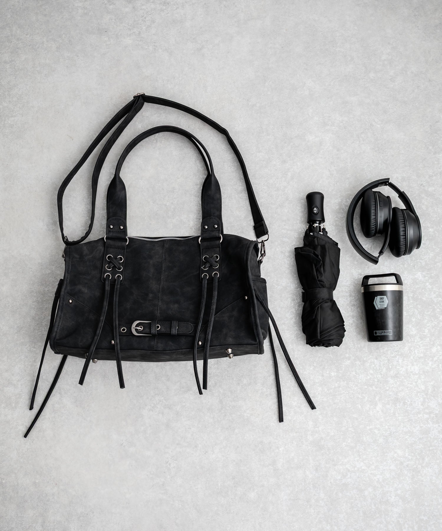 ヴィンテージ加工 PUレザー2WAYショルダーバッグ/ハンドバッグ 15509