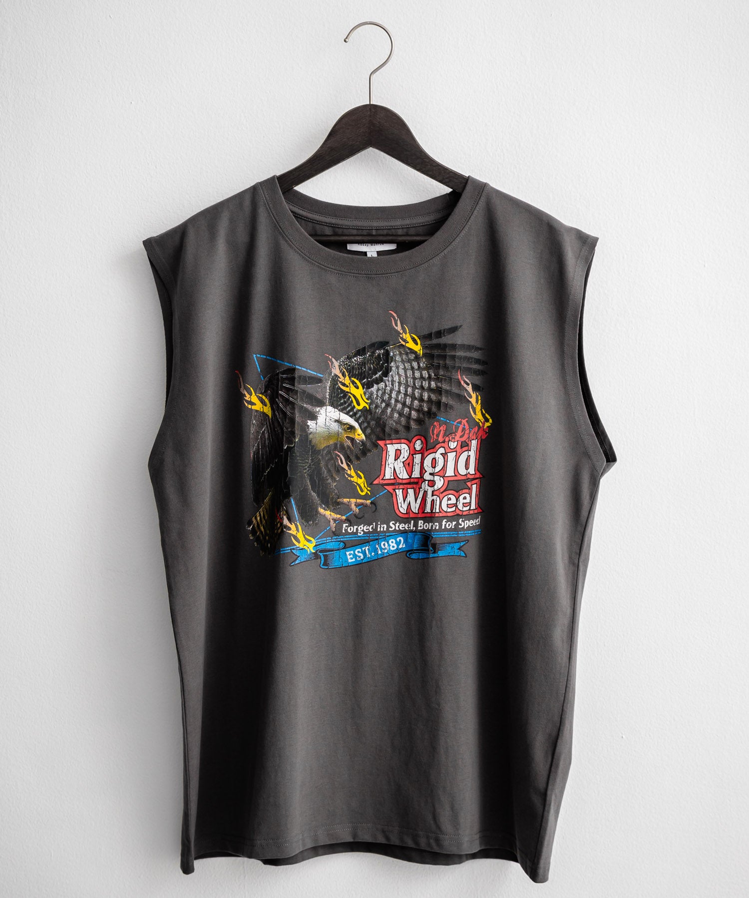 オーバーサイズ ピグメントライクグラフィックプリントノースリーブTシャツ
