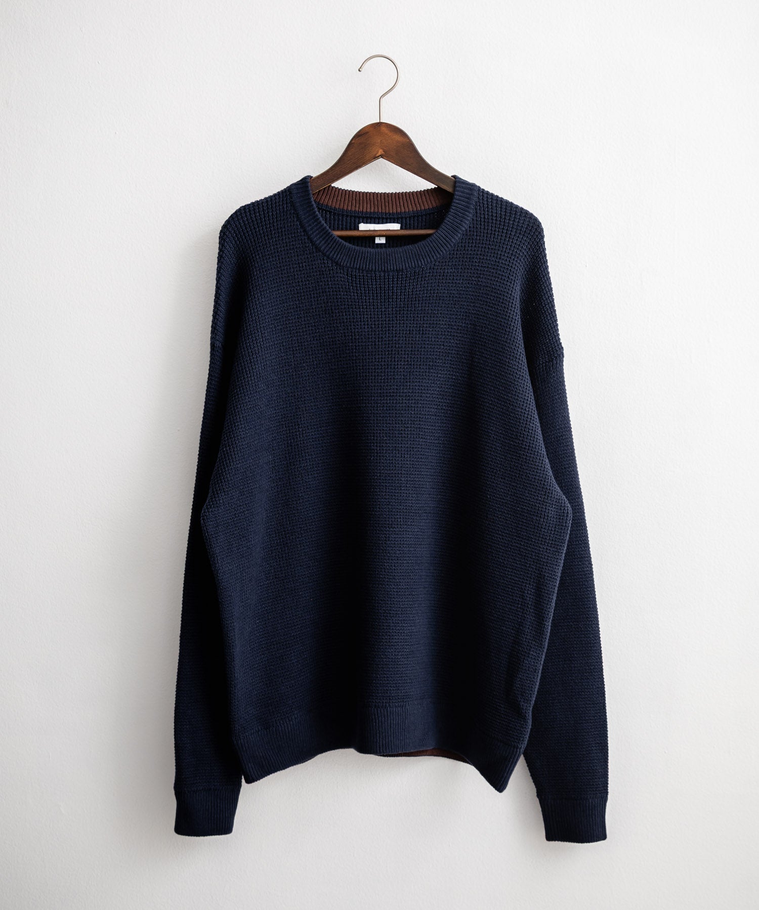 オーバーサイズ配色リブワッフルニットプルオーバーセーター	14546