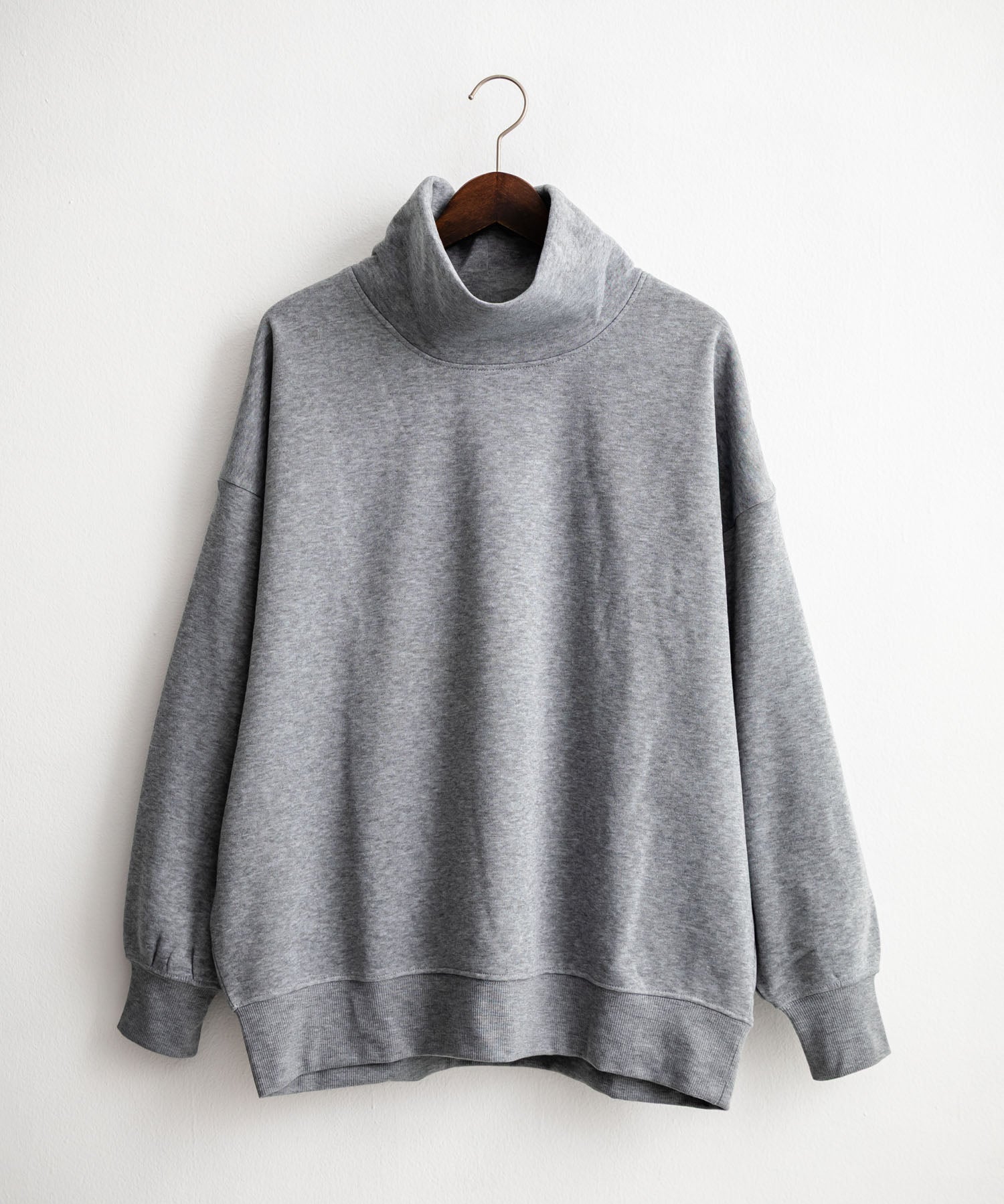 コットンタッチ裏起毛ドルマンスリーブハイネックトレーナースウェット 14983