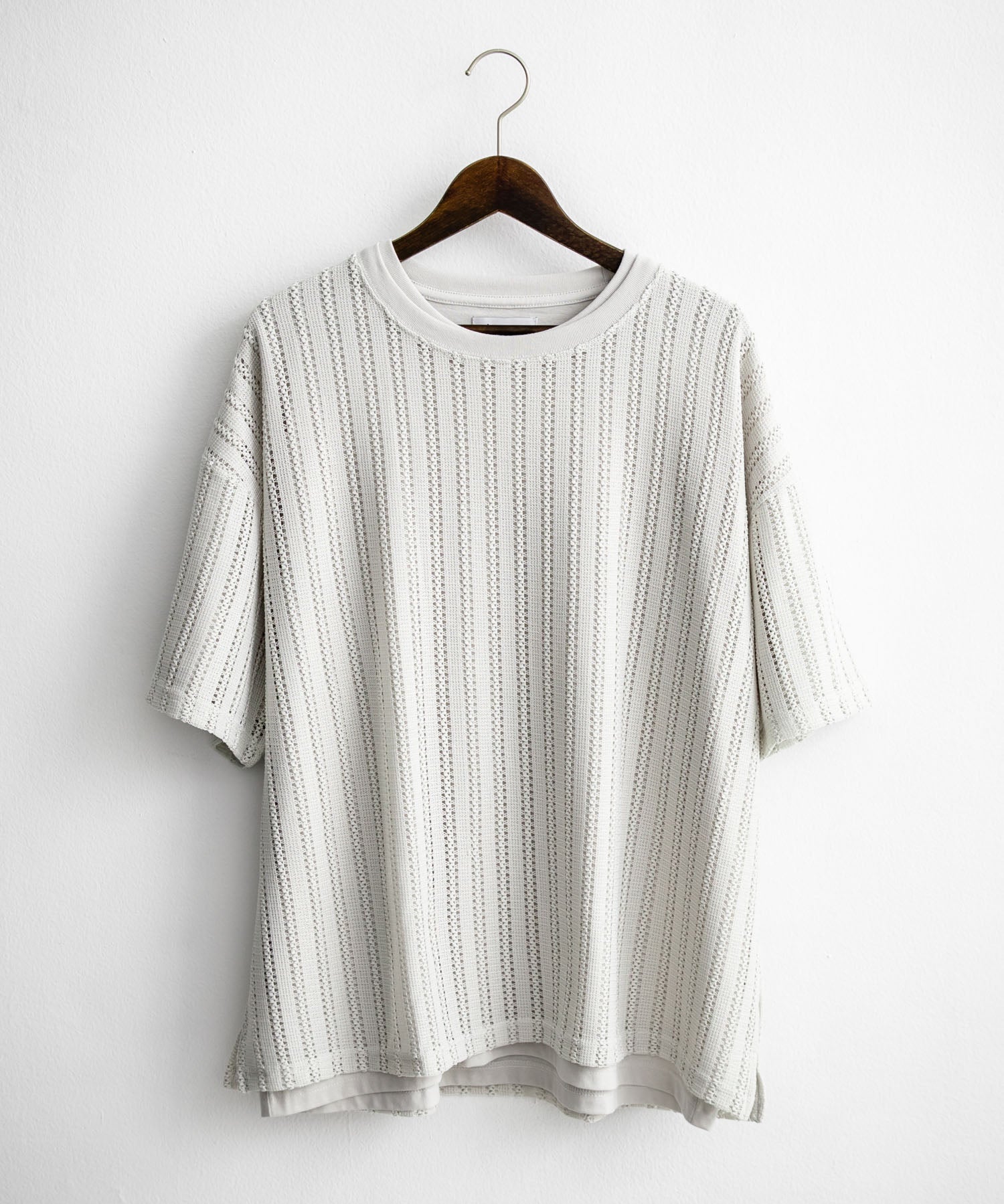 オーバーサイズ 透かし編みアンサンブル半袖Tシャツ