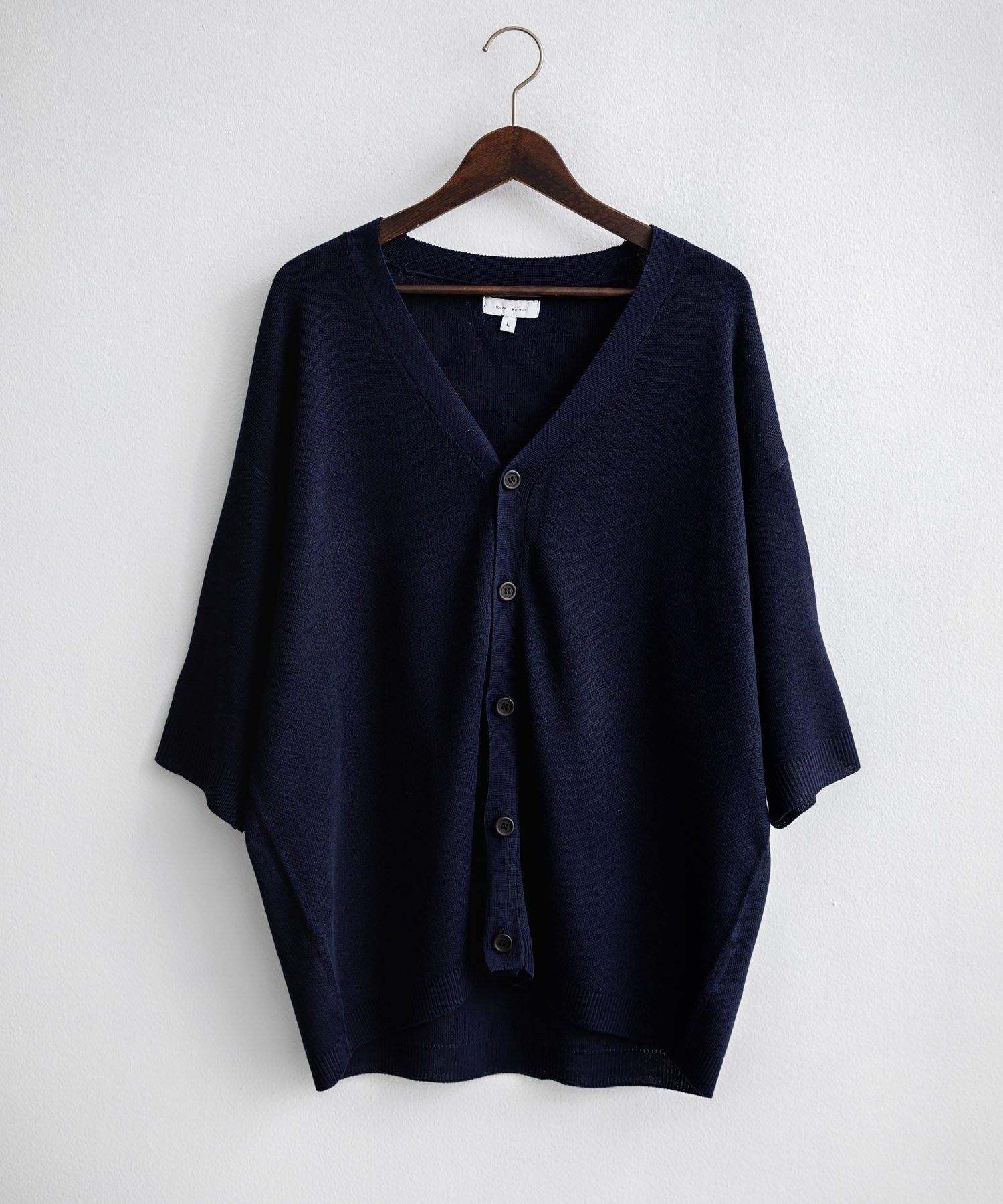 接触冷感 オーバーサイズVネックハイゲージ半袖サマーニットカーディガン 15472
