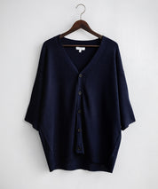 接触冷感 オーバーサイズVネックハイゲージ半袖サマーニットカーディガン 15472