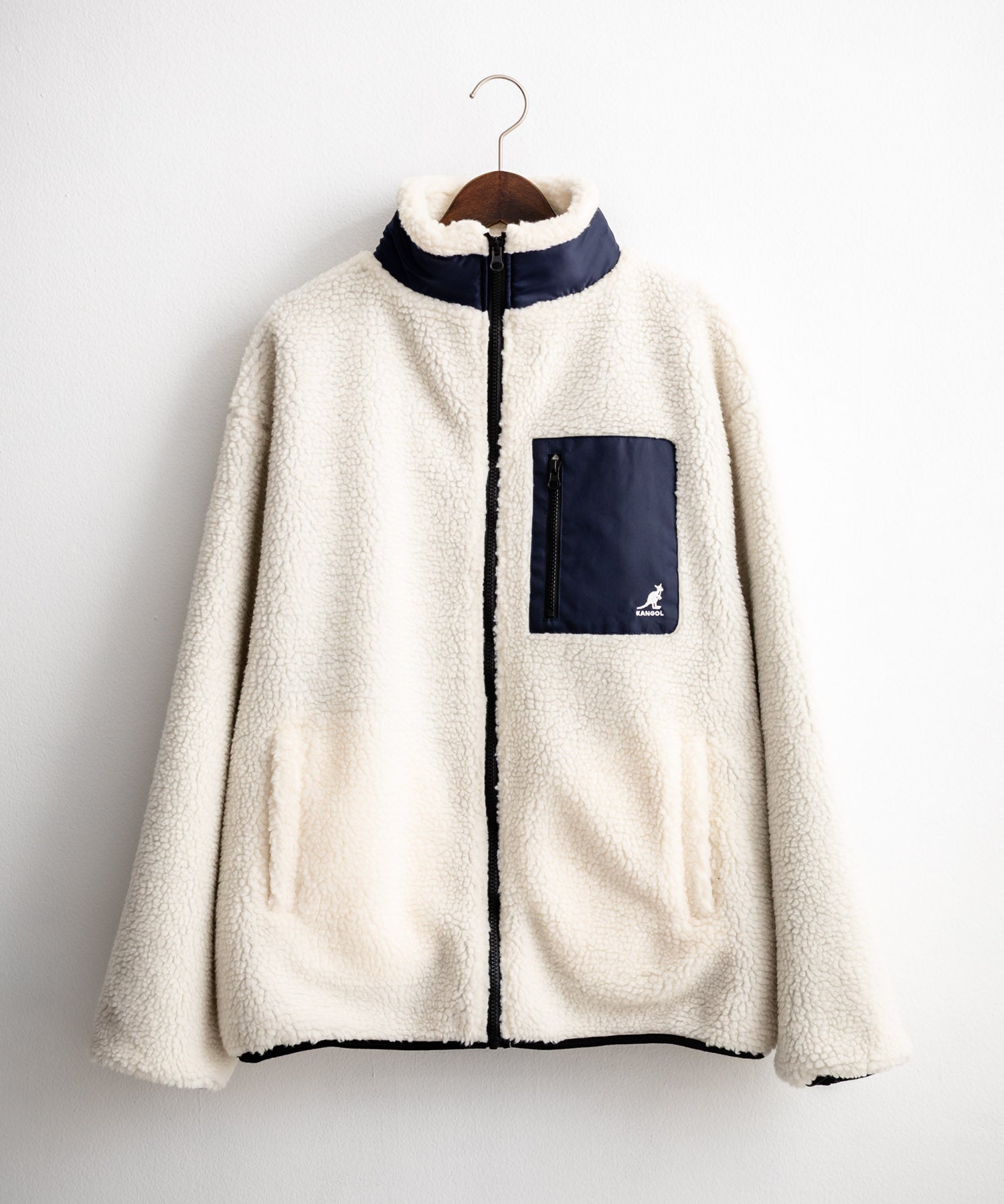 KANGOL カンゴール 別注コラボ オーバーサイズワンポイントロゴ刺繍シープボアフリースジャケット/ブルゾン 15987