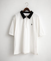 新色追加 U.S. POLO ASSN. 別注コラボオーバーサイズワンポイントロゴ刺繍天竺半袖ハーフジップポロシャツ 無地/クレリック 15426
