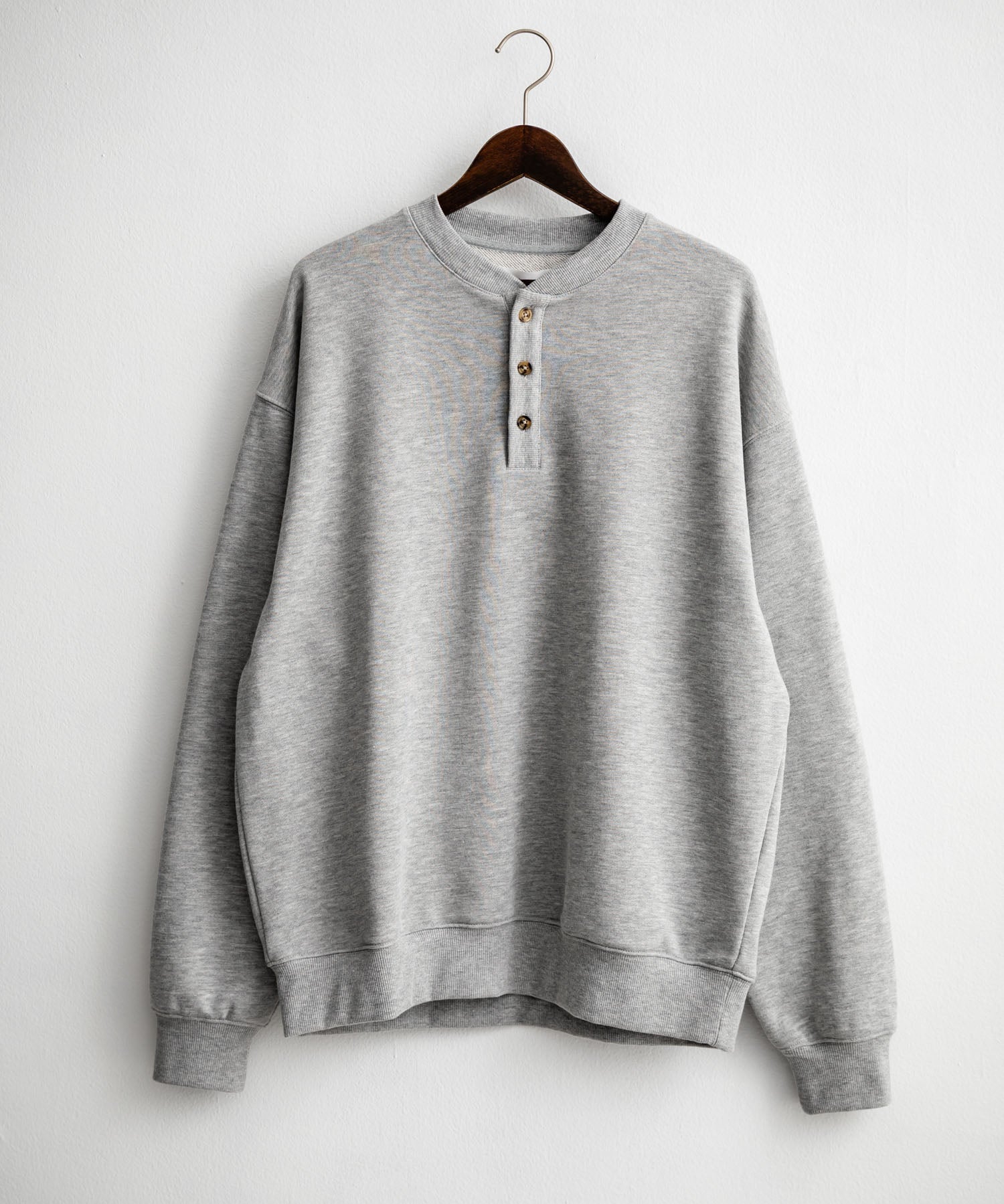 オーバーサイズ 裏毛ヘンリーネック長袖スウェット 15436 【セットアップ可能】