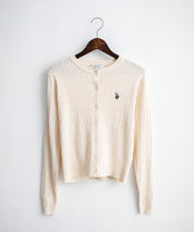U.S. POLO ASSN. ユーエスポロアッスン W's ワンポイントロゴ刺繍ケーブルニット長袖カーディガン 16456