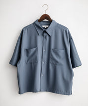 接触冷感 オーバーサイズとろみショート丈半袖シャツ/短丈ハーフスリーブシャツ 15366