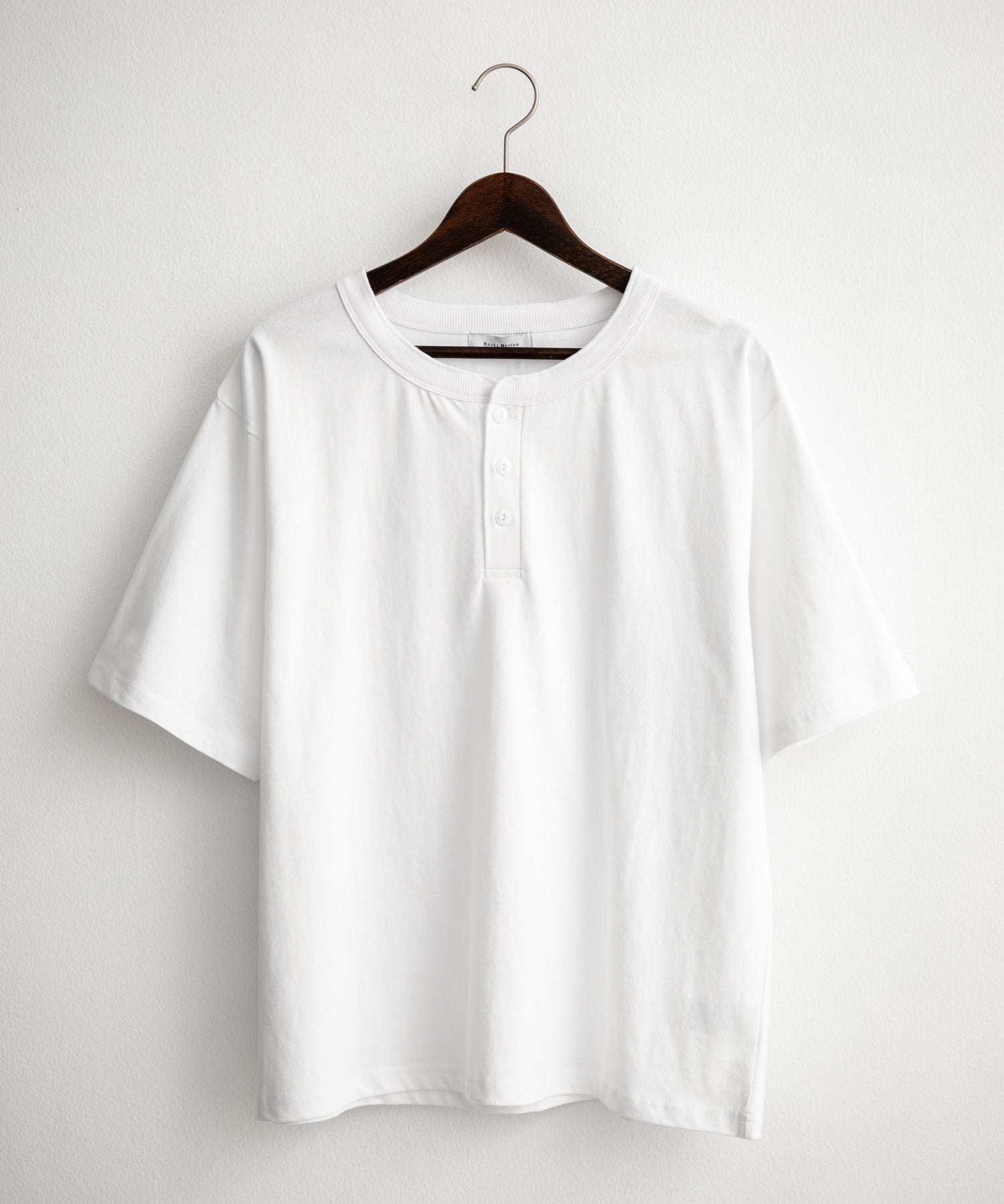 ケミカル加工 短丈 クロップド ショート丈半袖コットンヘンリーネックTシャツ 15632