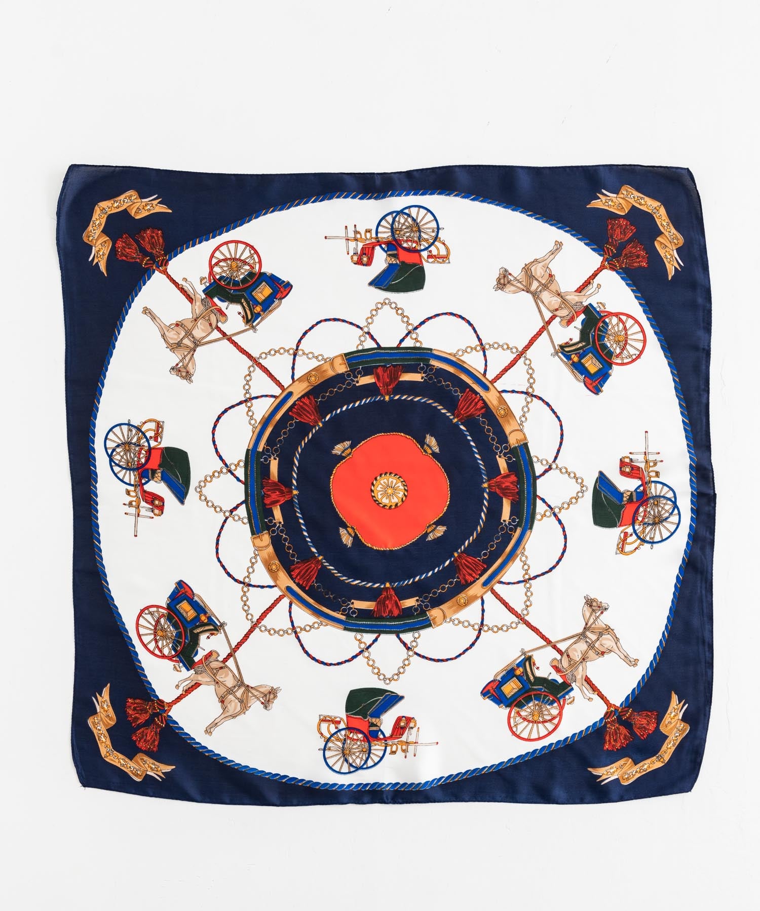 新色追加 スカーフリング付き 大判サイズ総柄スカーフ 12688