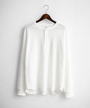 オーバーサイズ T/Cワッフルヘンリーネック長袖Tシャツ 14620