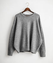 オーバーサイズ5Gウール混天竺ショート丈クルーネックニットセーター 15192