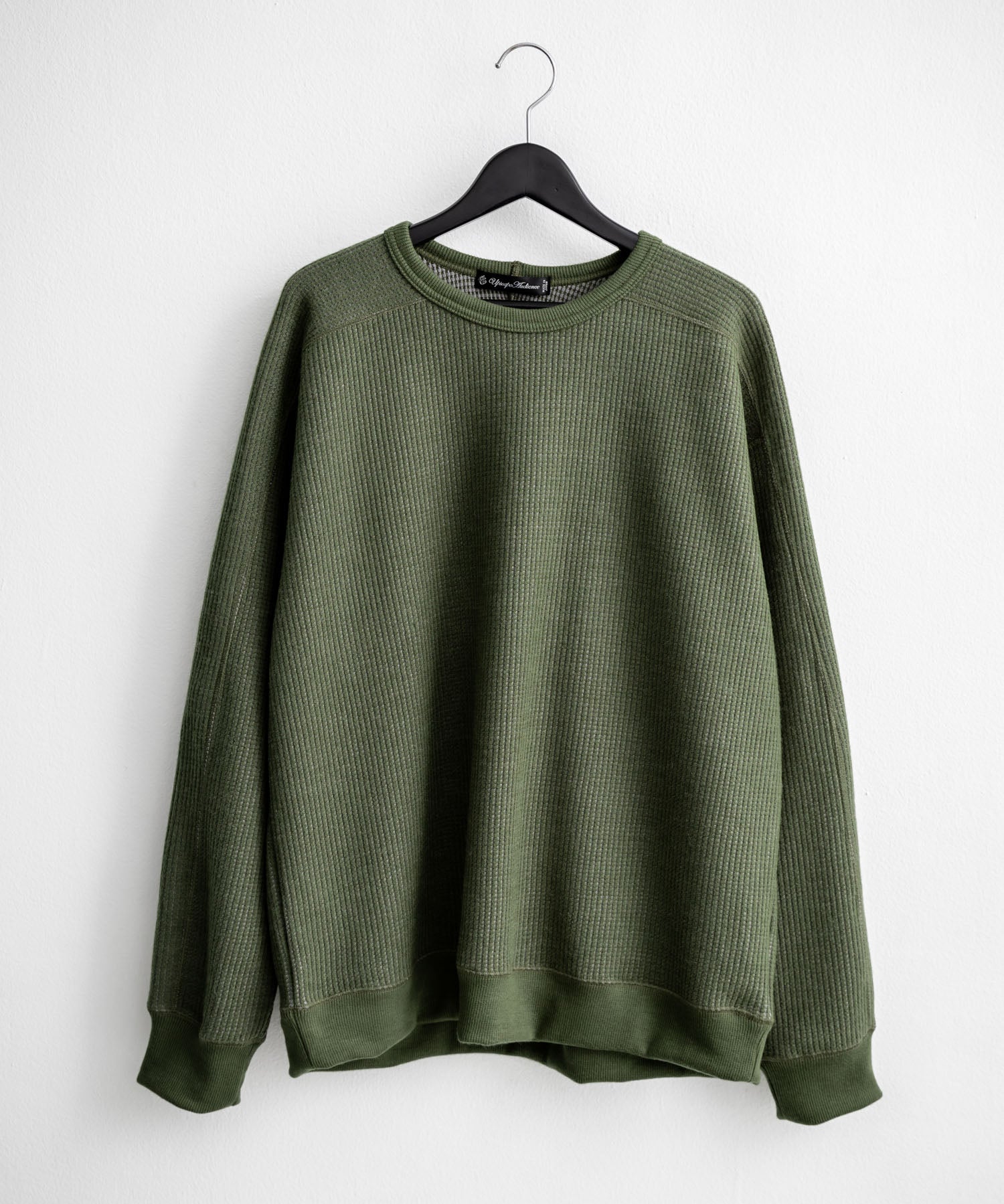 新色追加 Upscape Audience アップスケープオーディエンス 日本製 国産 ウールビックワッフルクルーネックニットソー AUD6570 14125