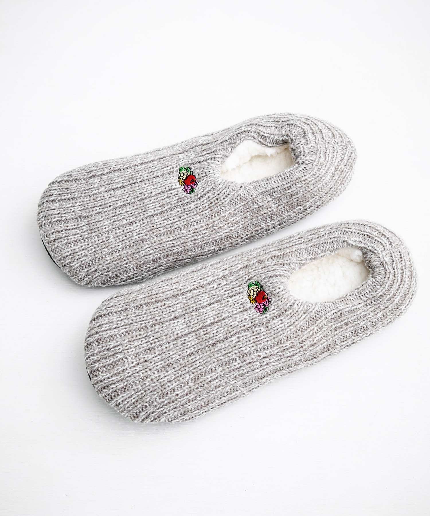 FRUIT OF THE LOOM フルーツオブザルーム 裏ボア刺繍スリッパ/ワンポイントロゴニット室内用スリッパ 15460