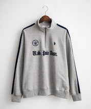U.S. POLO ASSN. ユーエスポロアッスン half zip sweat shirt オーバーサイズ袖ラインワンポイントロゴ刺繍ハーフジップ裏毛スウェット 14862