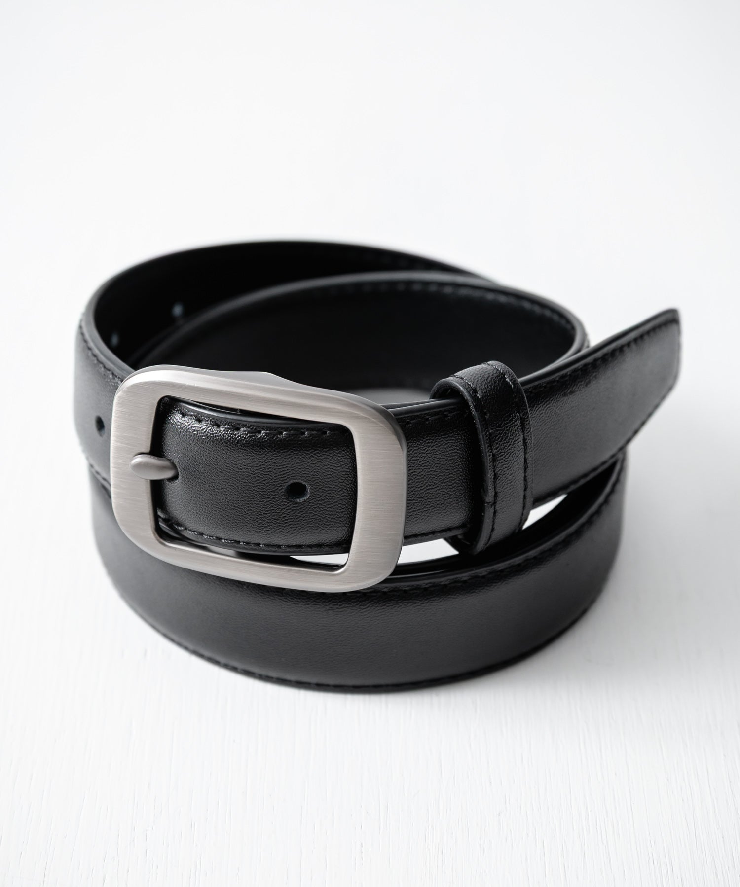 リアルレザー 本革 マットスクエアバックルベルト 15730