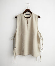 Upscape Audience 日本製/国産Reflax TECH リネンライクキャンバス キーネックプルオーバーエプロンベスト AUD7394 15861