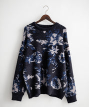 新色追加 フェザーヤーン オーバーサイズフラワー柄クルーネックニット 14031