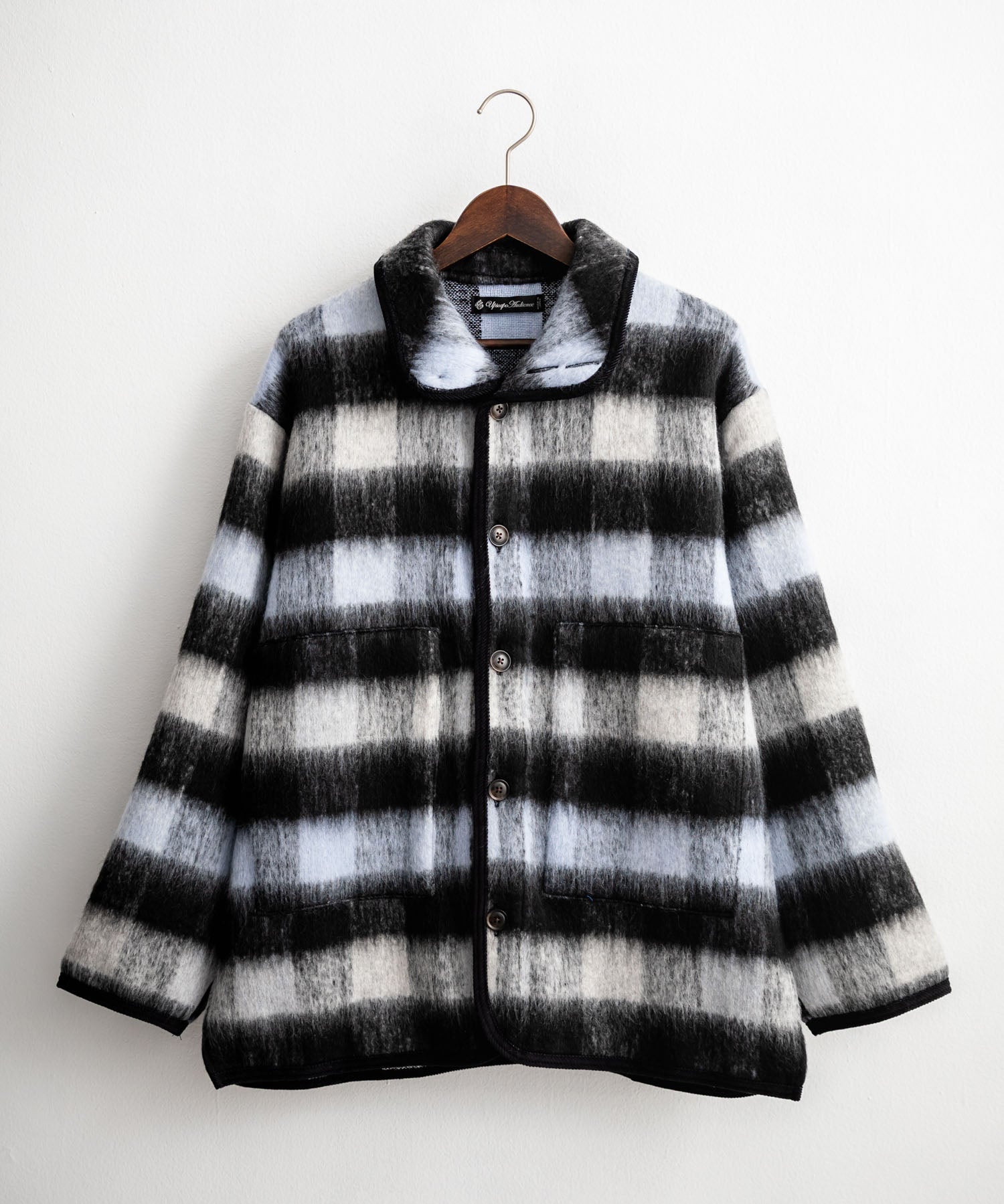 Upscape Audience アップスケープオーディエンス 日本製 国産 ECOLANAシャギーチェックスタンドオーバージャケット AUD7340 14898