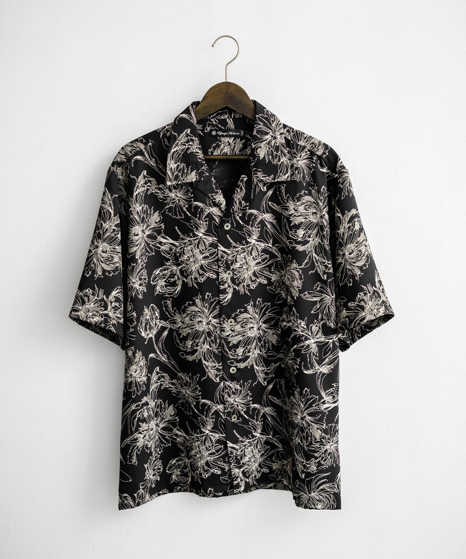 Upscape Audience アップスケープオーディエンス 日本製 国産 オーバーサイズ 丹後ライトアムンゼン 梨地 捺染マシンプリント半袖開襟シャツ AUD6608 14694