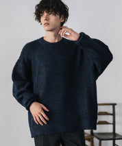 オーバーサイズウール混ミックス糸プルオーバーニットセーター 14548