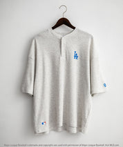 MLB メジャーリーグベースボール オーバーサイズヘンリーネックT/Cワッフルロゴプリント半袖Tシャツ 15531