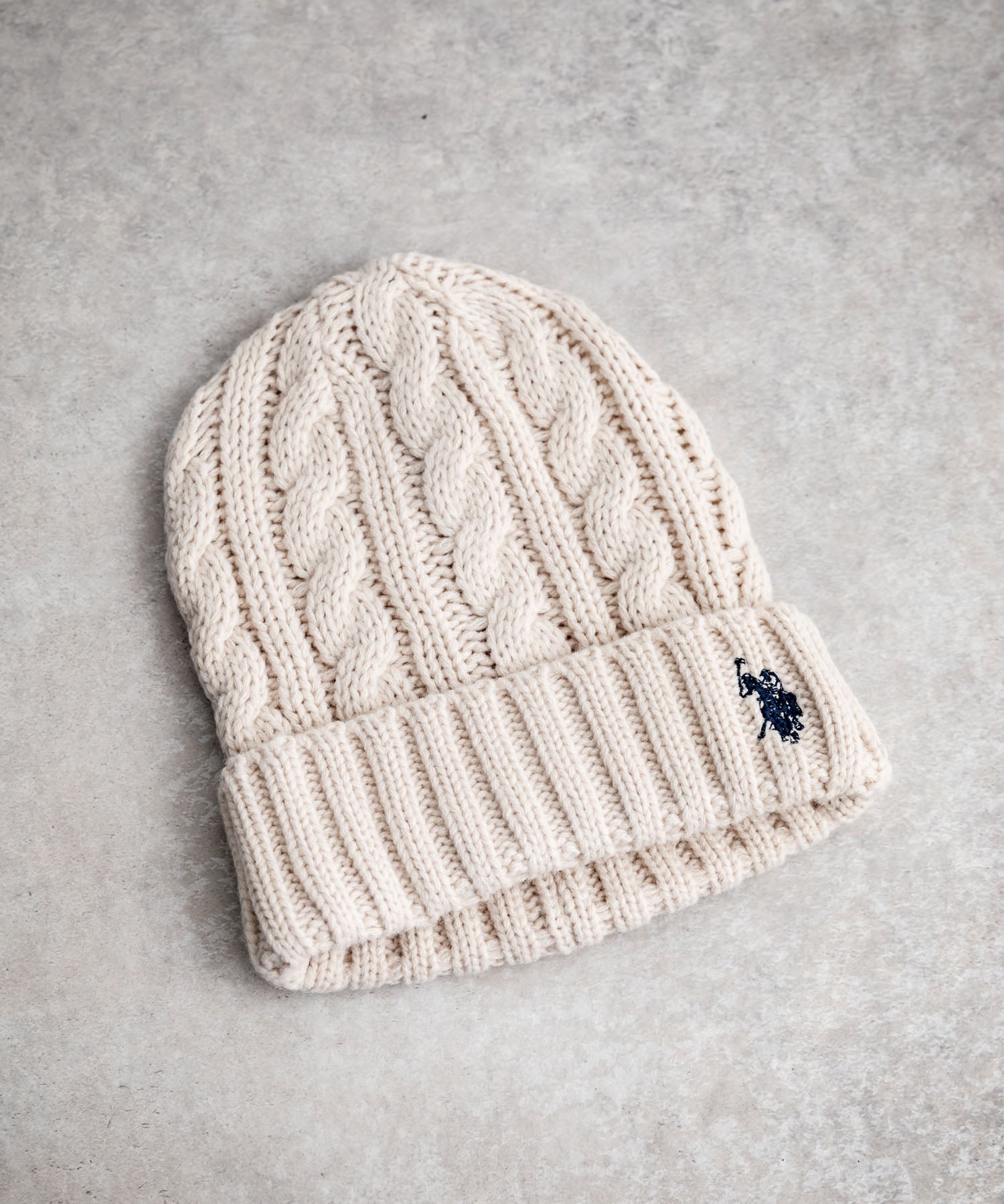 U.S. POLO ASSN. ユーエスポロアッスン cable Knitting beanie ワンポイントロゴ刺繍ケーブル編みニット帽 ニットキャップ ビーニー 14863