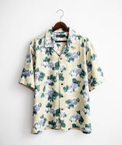 Upscape Audience アップスケープ オーディエンス 日本製 国産 オーバーサイズ 丹後ライトアムンゼン 梨地 カスリライクプリント半袖開襟シャツ AUD6607 14693