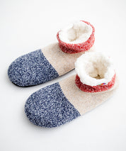 FRUIT OF THE LOOM フルーツオブザルーム カラーブロックスリッパ/クォーター丈裏ボアニット室内用スリッパ 15462