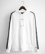 Champion チャンピオン オーバーサイズ袖ラインロゴ裏毛プルオーバーパーカー Mens Hooded Sweatshirt