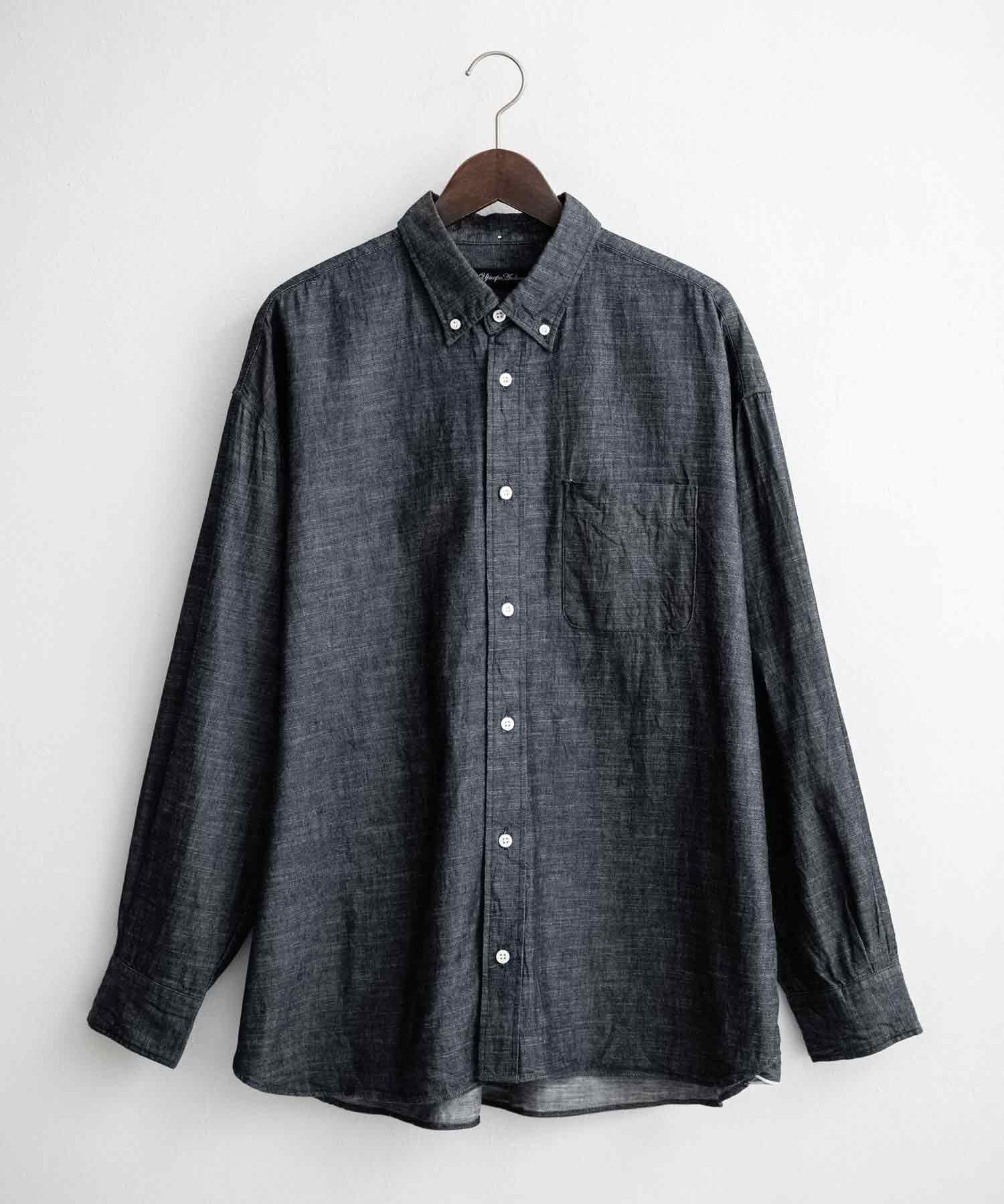 Upscape Audience アップスケープオーディエンス 日本製 国産 「備中備後」6オンスセルヴィッチ 白耳デニム釦ダウンボクシーAライン長袖シャツ AUD6703 15608